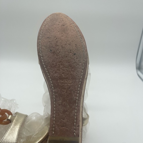 Prada wedge platform gold shoes - Picture 3 of 9